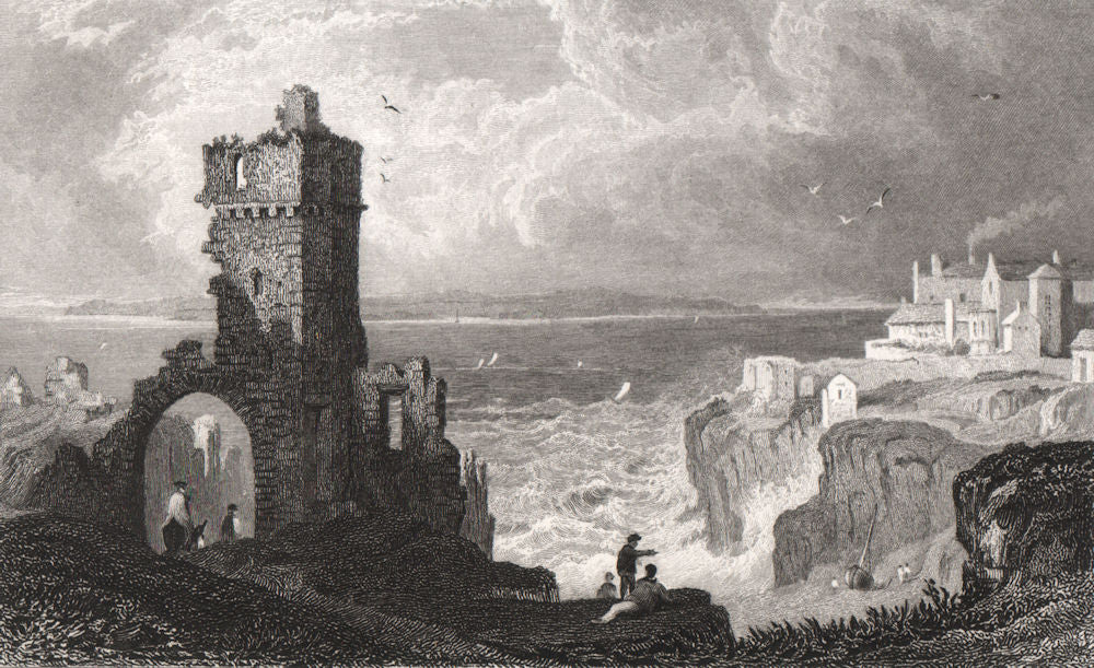 Caldey Island, from Tenby Castle, Pembrokeshire, Wales, by Henry Gastineau 1835